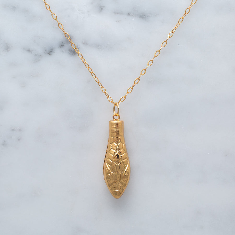 Gold Python Pendant Necklace